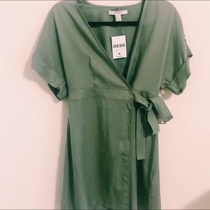 Olive green wrap dress